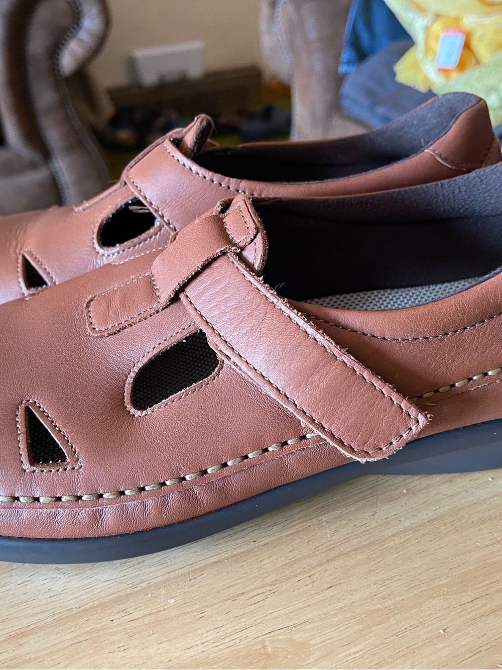 SAS Tripad Comfort Womens 10 Brown Leather Mary Jane Hook & Loop Strap